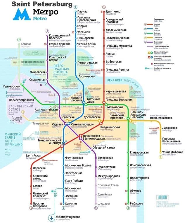 St Petersburg subway station map