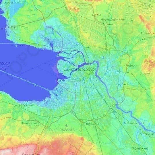 St Petersburg elevation map