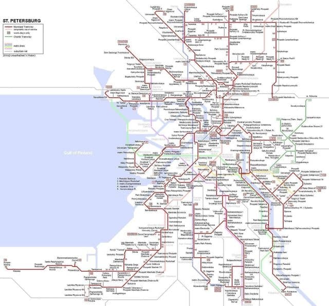 St Petersburg tram stations map